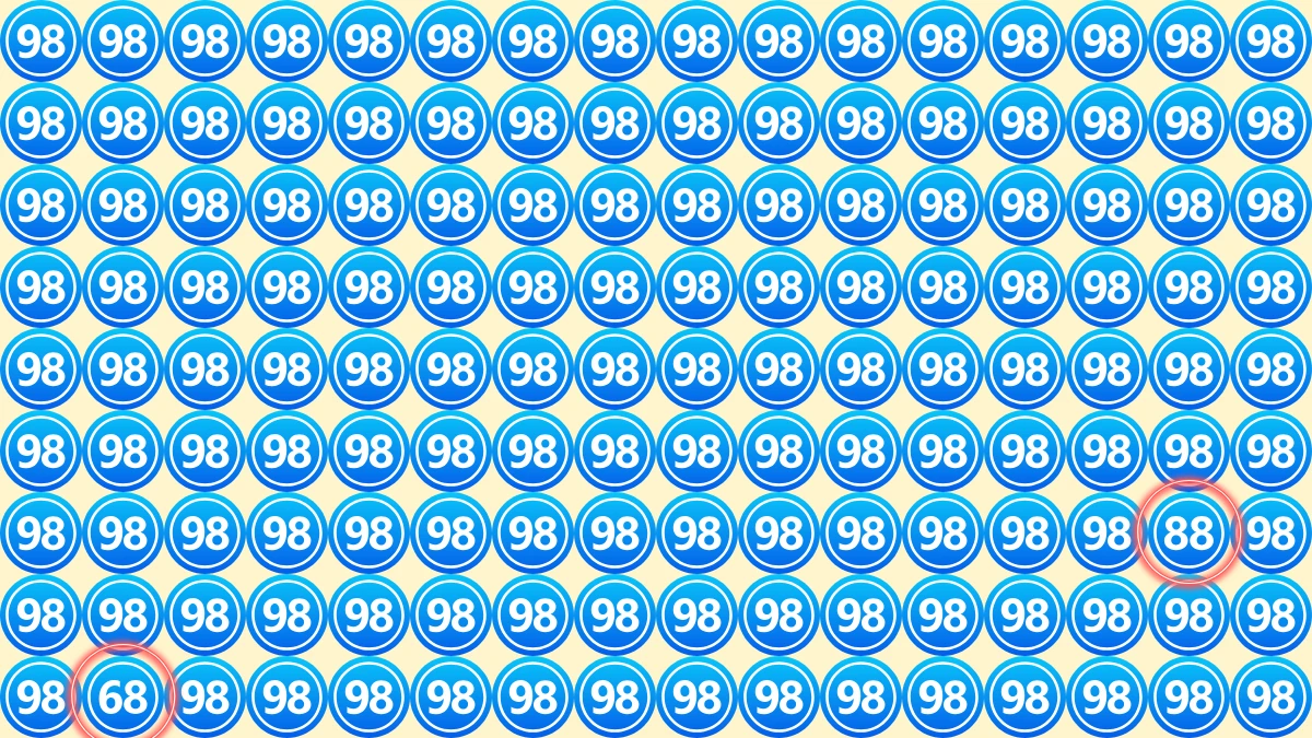 Optical Illusion Eye Test Challenge: Within 9 Seconds Spot The Number 88 and 68 among 98