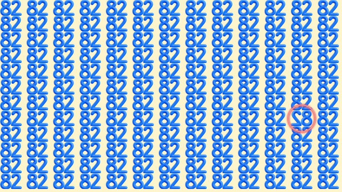 Optical Illusion IQ Test: Are You A Genius? Within 5 Seconds Spot The Inverted 82 among 82
