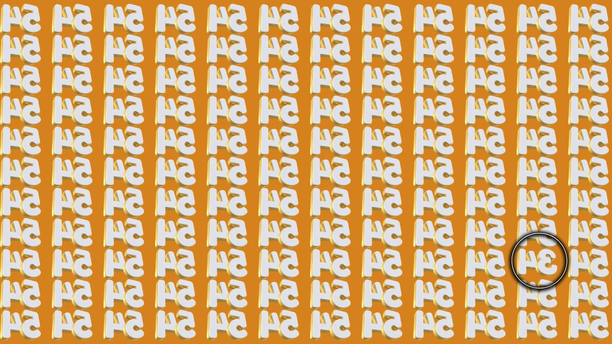 Optical Illusion IQ Test: Are You A Genius? Within 7 Seconds Spot The Inverted 54 among Inverted 34