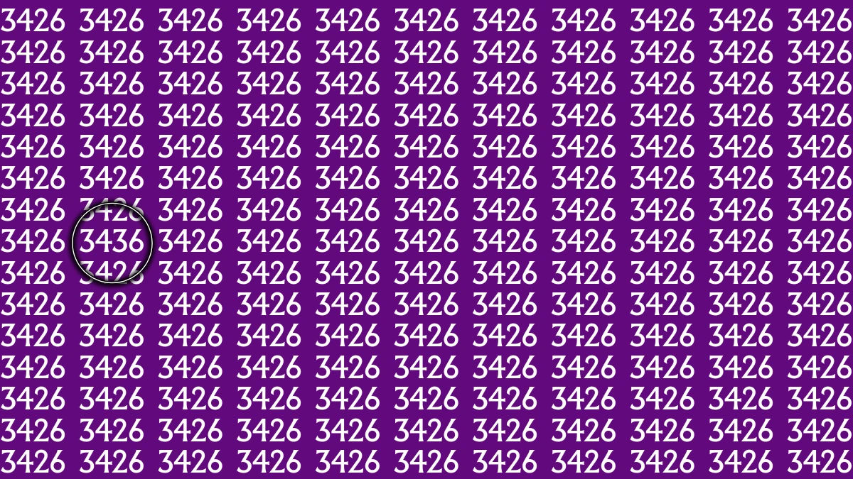 Optical Illusion Puzzle IQ Test: Can You Spot the Number 3436 Among 3426 in 6 Seconds?