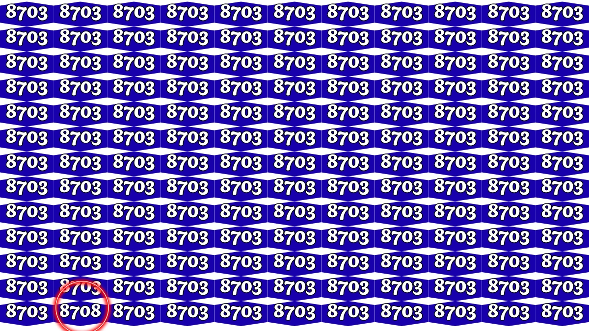 Optical Illusion Puzzle IQ Test: Within 7 Seconds Spot The Number 8708 among 8703