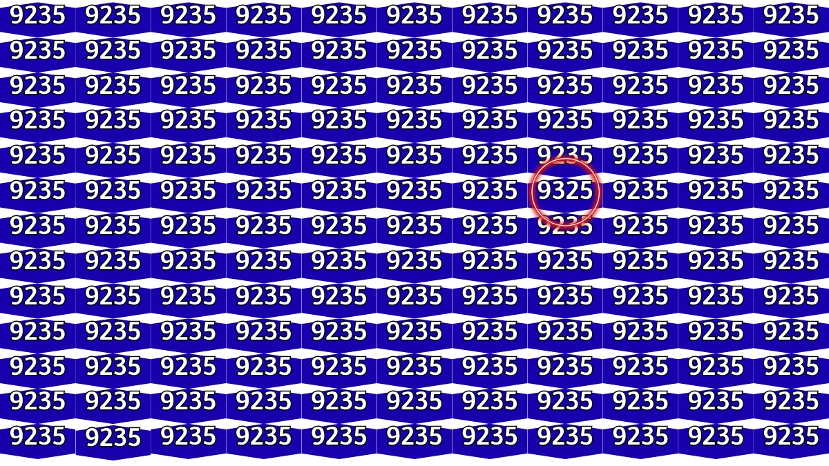 Optical Illusion Puzzle IQ Test: Within 9 Seconds Spot The Number 9325 among 9235