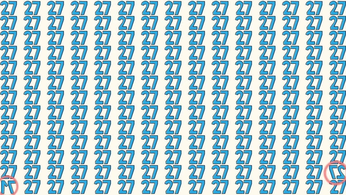 Optical Illusion: Within 7 Seconds Spot The Inverted Number 71 and 27 among 27