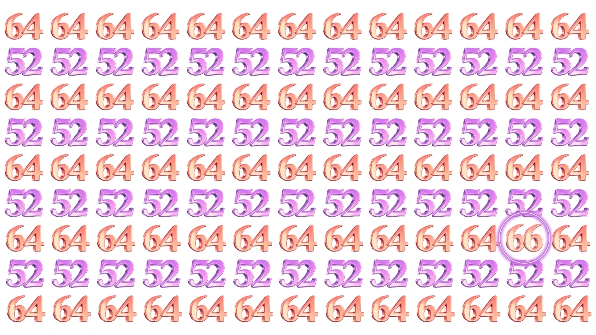 Optical Illusion: Within 9 Seconds Spot The Number 66 among 64 and 52