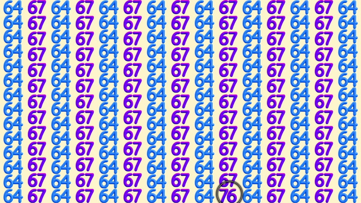Optical Illusion: Within 9 Seconds Spot The Number 76 among 67 and 64
