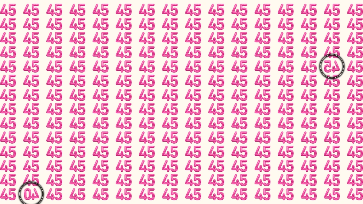 Optical Illusion: Within 9 Seconds Spot The Inverted Number 45 and 40 among 45