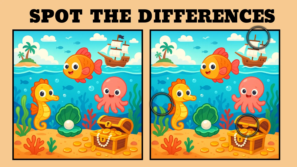 Spot 3 differences between the Sea pictures - Can You Find Them in 10 Seconds