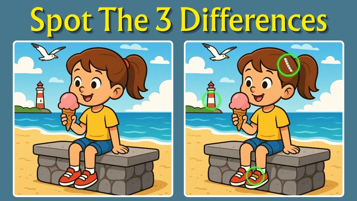 Spot 3 differences: Girl Eating Ice cream Pictures in 15 seconds!