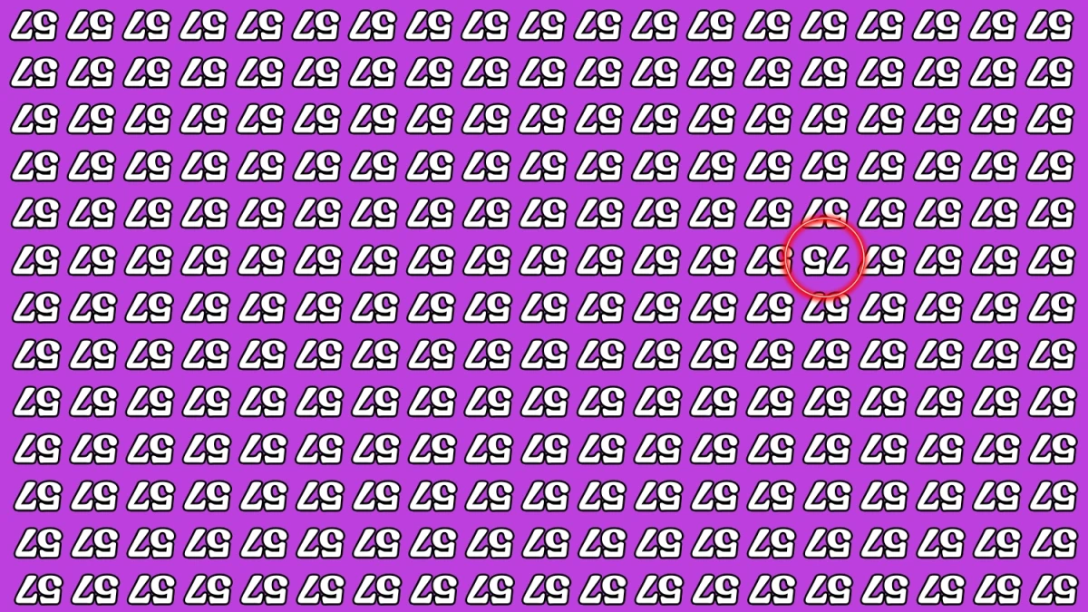 Optical Illusion IQ Test: Are You A Genius? Within 8 Seconds Spot The Inverted 75 among Inverted 57