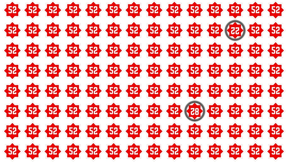 Only People with 20/20 Vision Can Spot the Inverted 82 and 22 Among 52 – Can You Find Them?