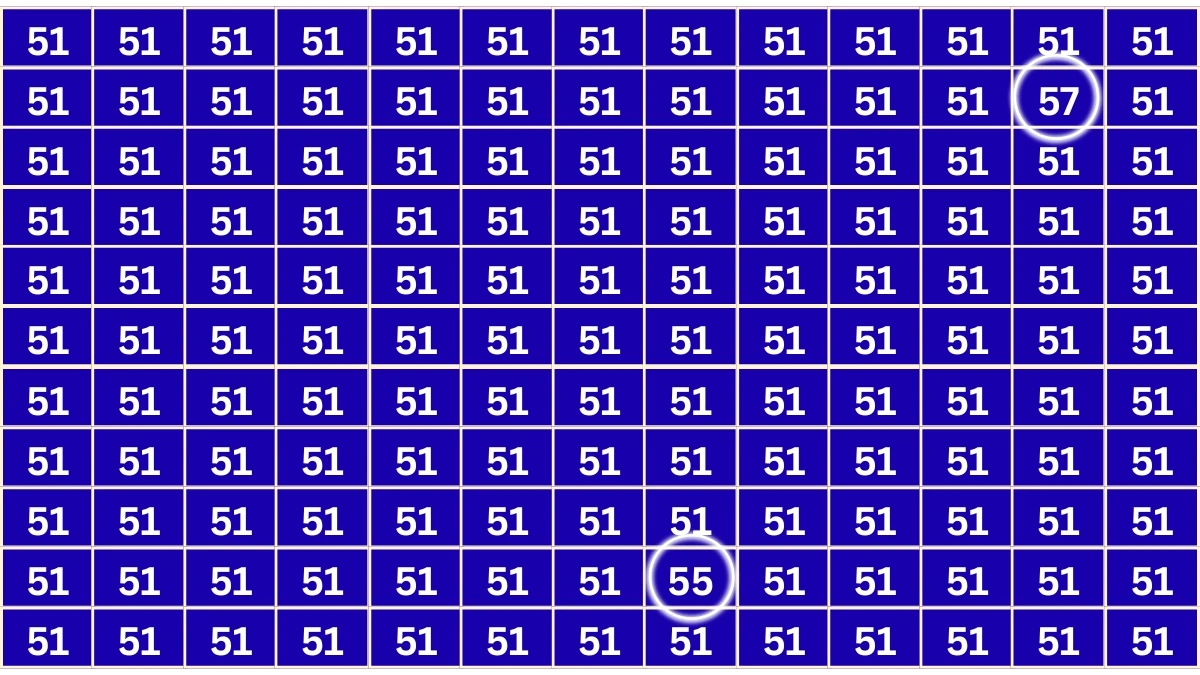 Optical Illusion Eye Test Challenge: Within 8 Seconds Spot The Number 57 and 55 among 51