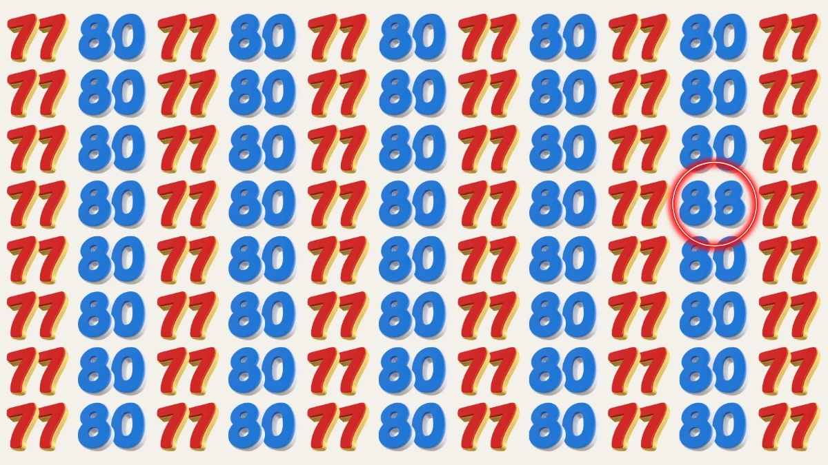 Optical Illusion: Within 9 Seconds Spot The Number 88 among 80 and 77