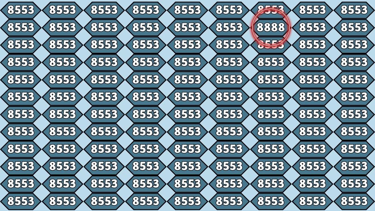 Optical Illusion Puzzle IQ Test: Within 8 Seconds Spot The Number 8888 among 8553