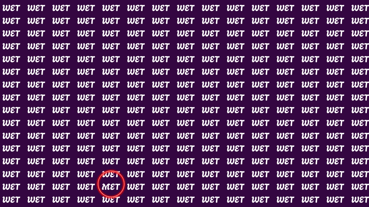 Visual Illusion: Within 7 Seconds Spot the Word MET among WET
