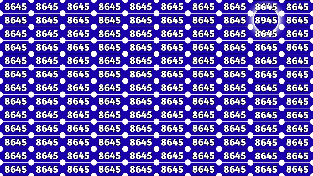 Optical Illusion Puzzle IQ Test: Within 9 Seconds Spot The Number 8945 among 8645