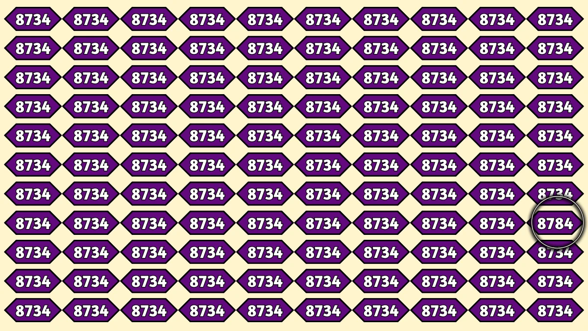 Optical Illusion Puzzle IQ Test: Within 8 Seconds Spot The Number 8784 among 8734
