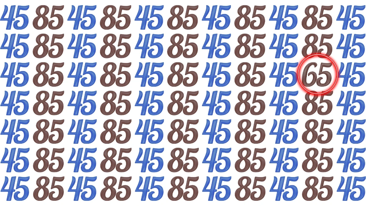 Optical Illusion: Within 9 Seconds Spot The Number 65 among 45 and 85