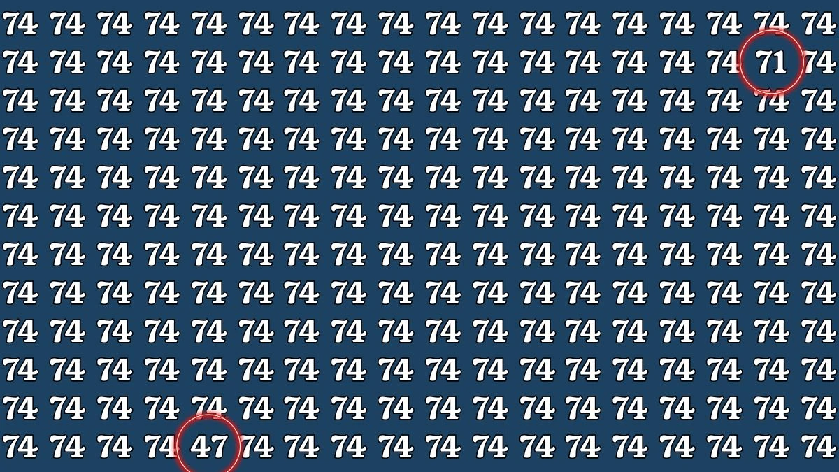 Optical Illusion Eye Test Challenge: Within 9 Seconds Spot The Number 47 and 71 among 74