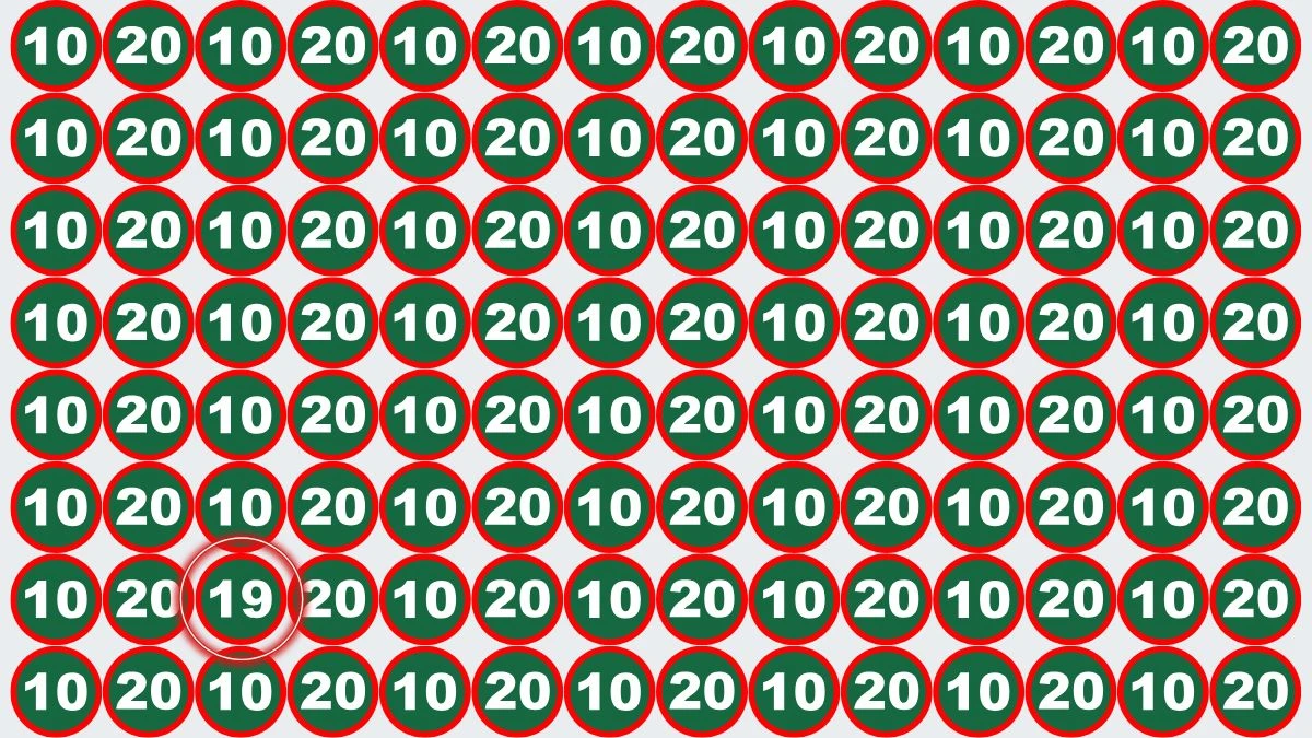 Optical Illusion Eye Test:  Only a Brilliant Mind Can Spot The Number 19 among 10 and 20