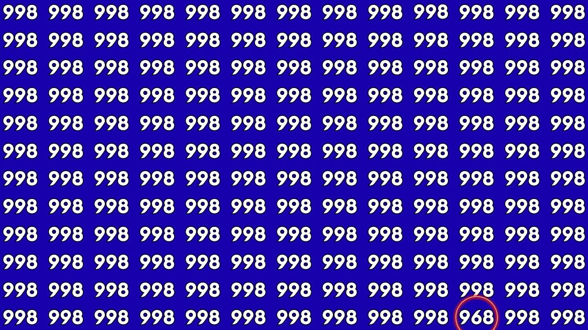 Optical Illusion Challenge: Can You Spot the Number 968 Among 998 in 8 Seconds?