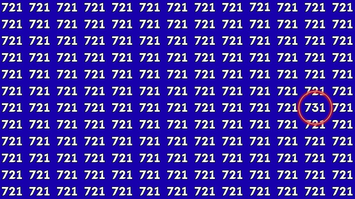 Optical Illusion Challenge: Within 7 Seconds Find the Number 731 among 721