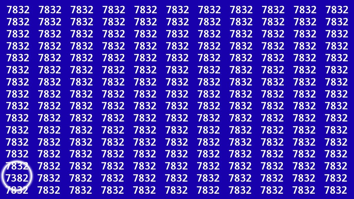 Optical Illusion: Within 7 Seconds Spot The Number 7382 among 7832