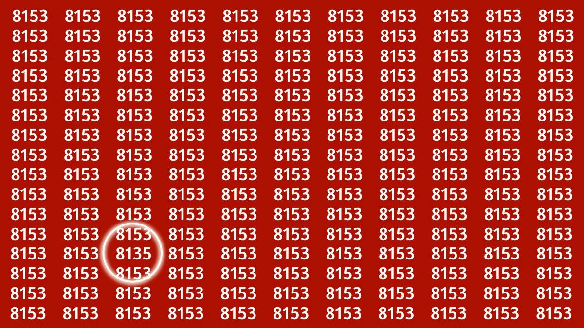 Optical Illusion Challenge: Spot the Number 8135 Among 8153 in 8 Seconds