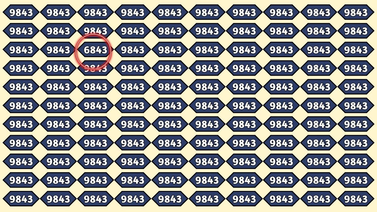 Optical Illusion: Can You Spot the Number 6843 Hidden Among 9843 in Just 6 Seconds?